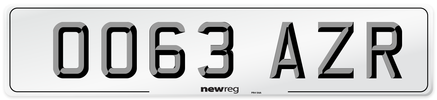 OO63 AZR Number Plate from New Reg